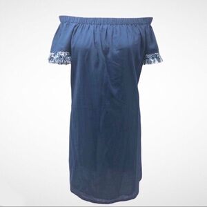 Buckley K Tala Off The Shoulder Dress Blue Fringe Size Medium